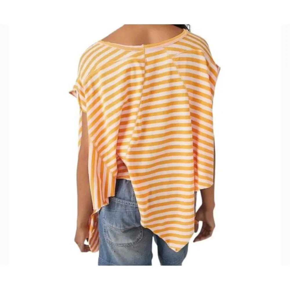 Free People X We The Free Angel Striped Tee pink orange size XS NEW